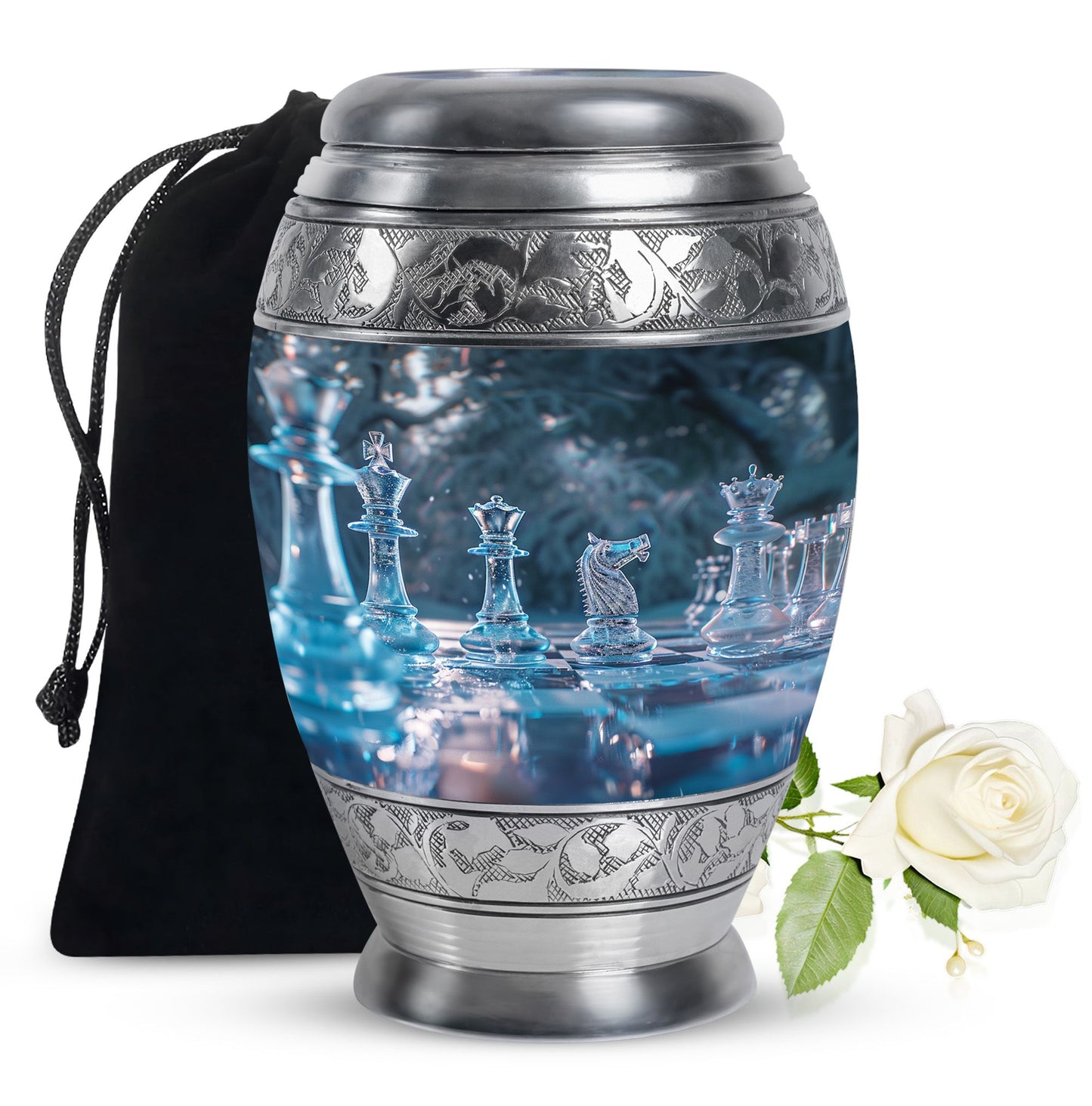 Personalized Chess Memorial Urn for Human Ashes - 10-inch, 200 cu in - Yatskia
