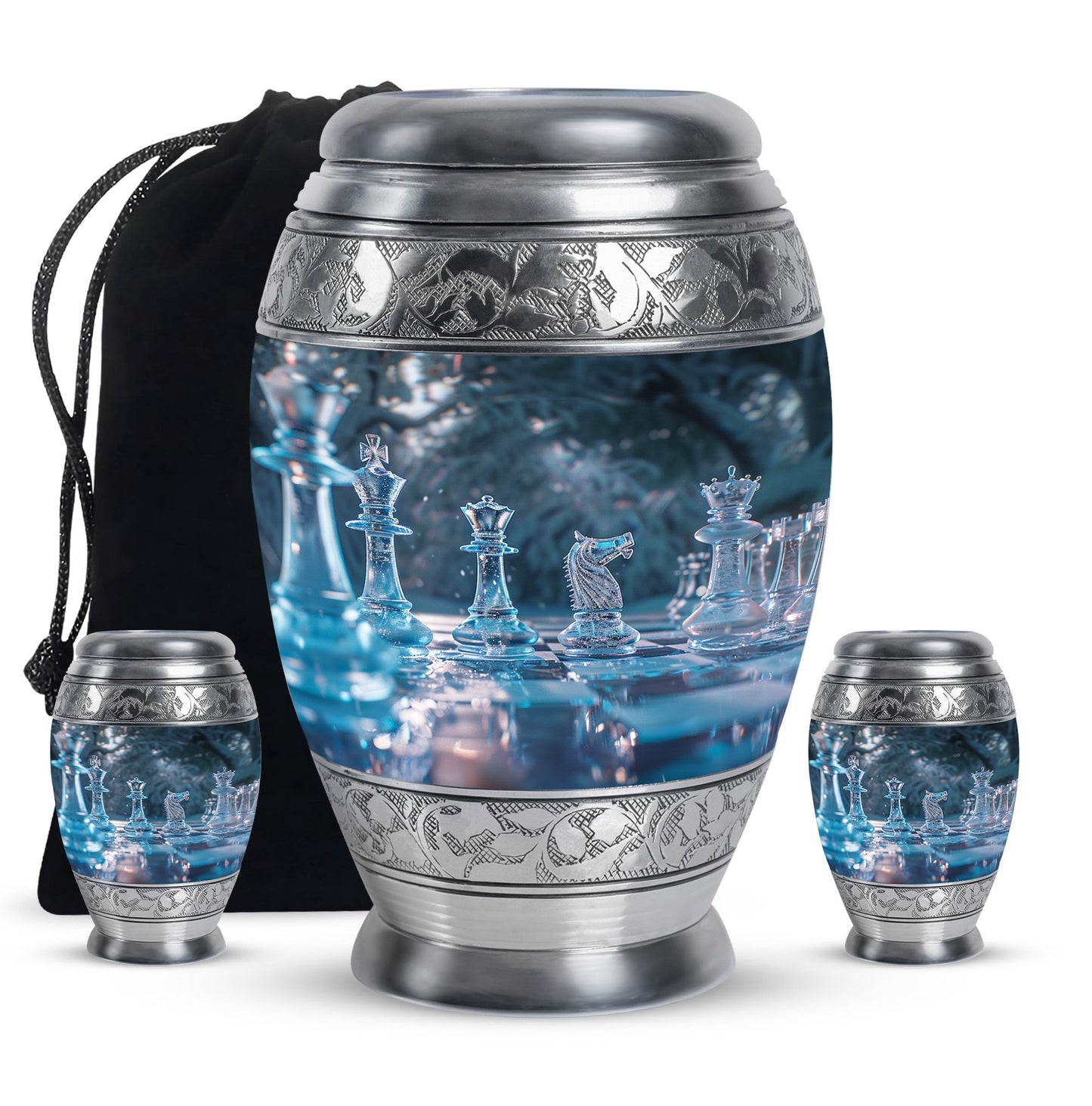 Personalized Chess Memorial Urn for Human Ashes - 10-inch, 200 cu in - Yatskia