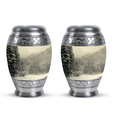 Personalized Winter Memorial Urn for Human Ashes - 10-inch, 200 cu in - Yatskia