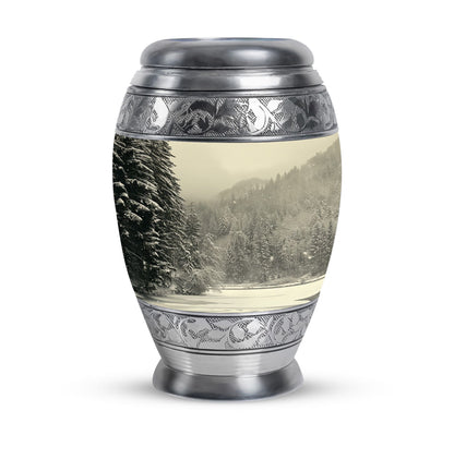 Personalized Winter Memorial Urn for Human Ashes - 10-inch, 200 cu in - Yatskia