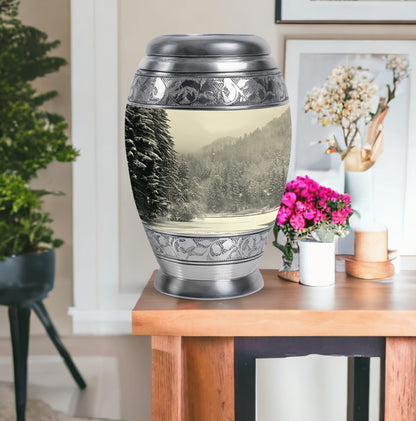 Personalized Winter Memorial Urn for Human Ashes - 10-inch, 200 cu in - Yatskia