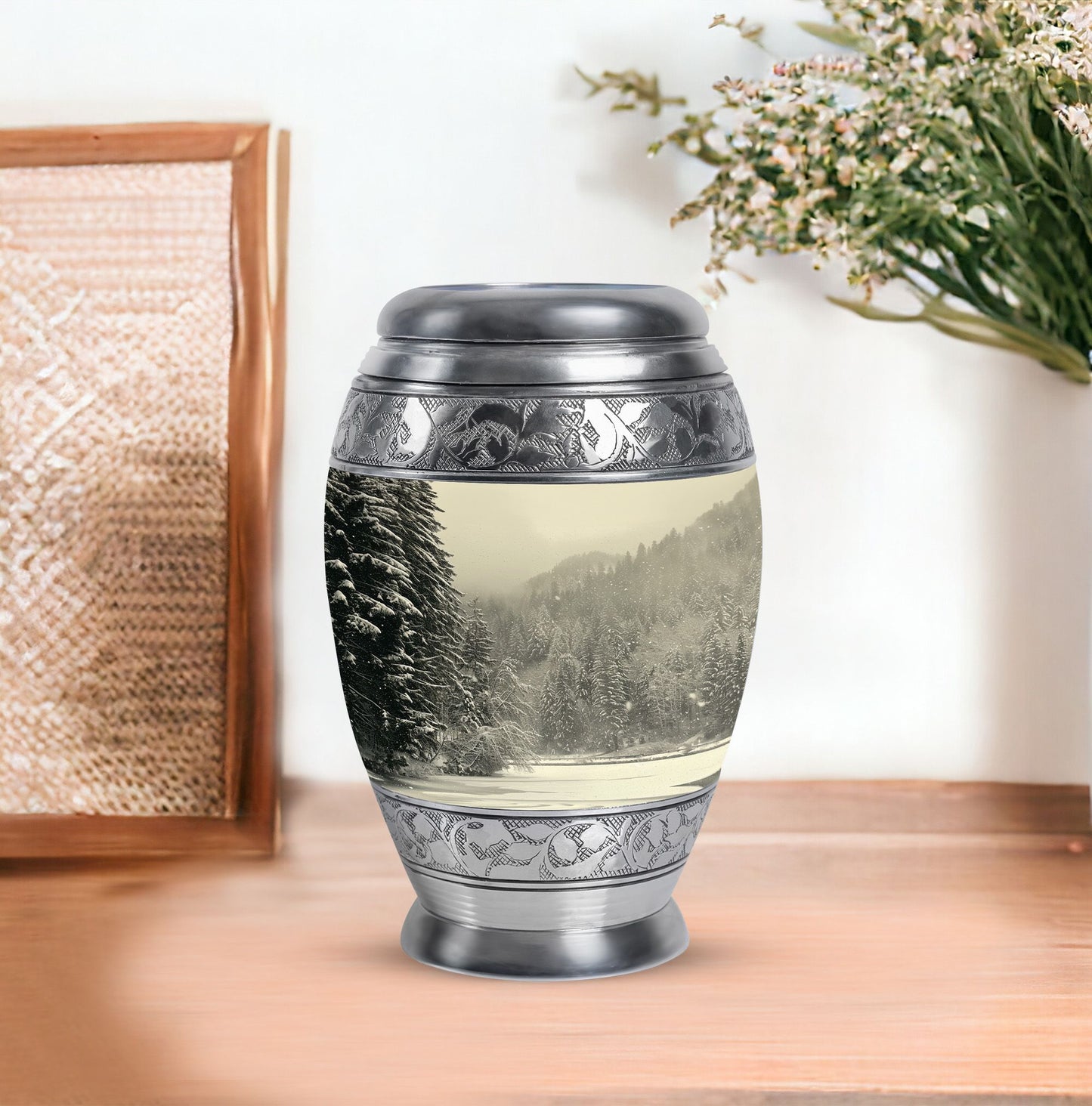 Personalized Winter Memorial Urn for Human Ashes - 10-inch, 200 cu in - Yatskia