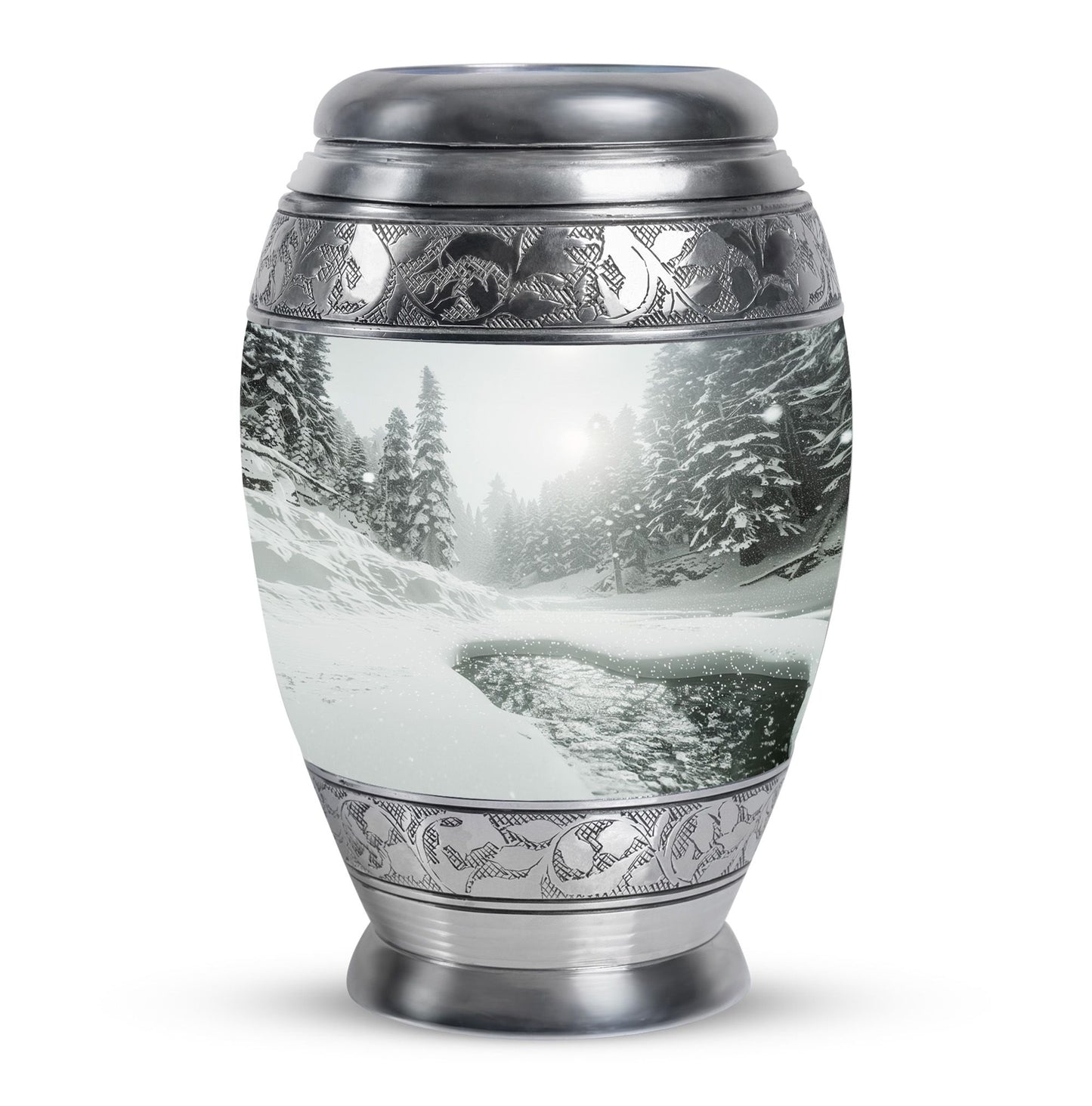 Personalized Winter Cremation Urn for Human Ashes - 10-inch, 200 cu in - Yatskia