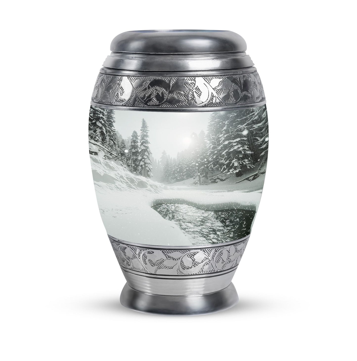 Personalized Winter Cremation Urn for Human Ashes - 10-inch, 200 cu in - Yatskia