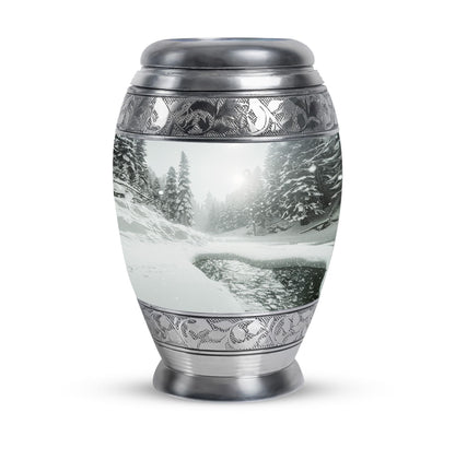 Personalized Winter Cremation Urn for Human Ashes - 10-inch, 200 cu in - Yatskia