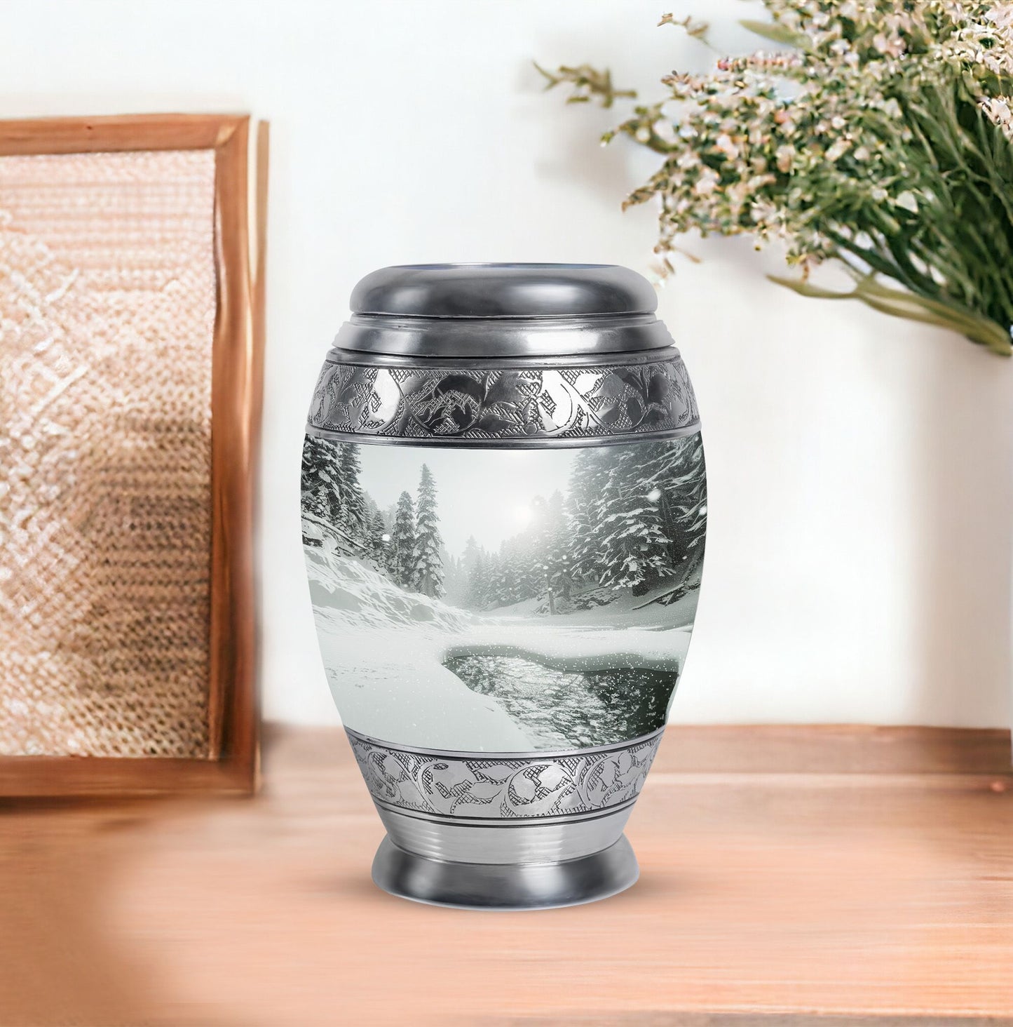 Personalized Winter Cremation Urn for Human Ashes - 10-inch, 200 cu in - Yatskia