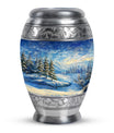 Snowflakes Small Urn Large Memorial, Funeral Urn For Ashes