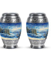 Snowflakes Small Urn Large Memorial, Funeral Urn For Ashes