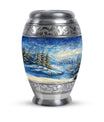 Snowflakes Small Urn Large Memorial, Funeral Urn For Ashes