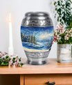Snowflakes Small Urn Large Memorial, Funeral Urn For Ashes
