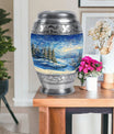 Snowflakes Small Urn Large Memorial, Funeral Urn For Ashes