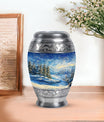 Snowflakes Small Urn Large Memorial, Funeral Urn For Ashes