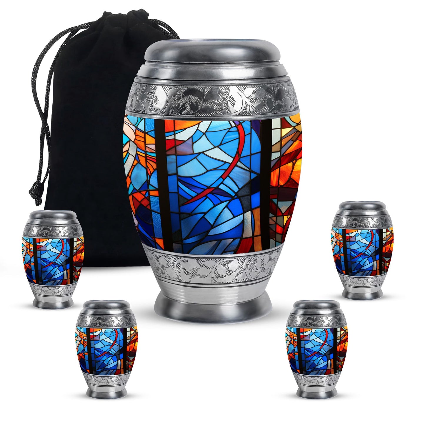 Glass Stained Glass Keepsake Urn for Human Ashes - 3-inch, 200 cu in - Yatskia
