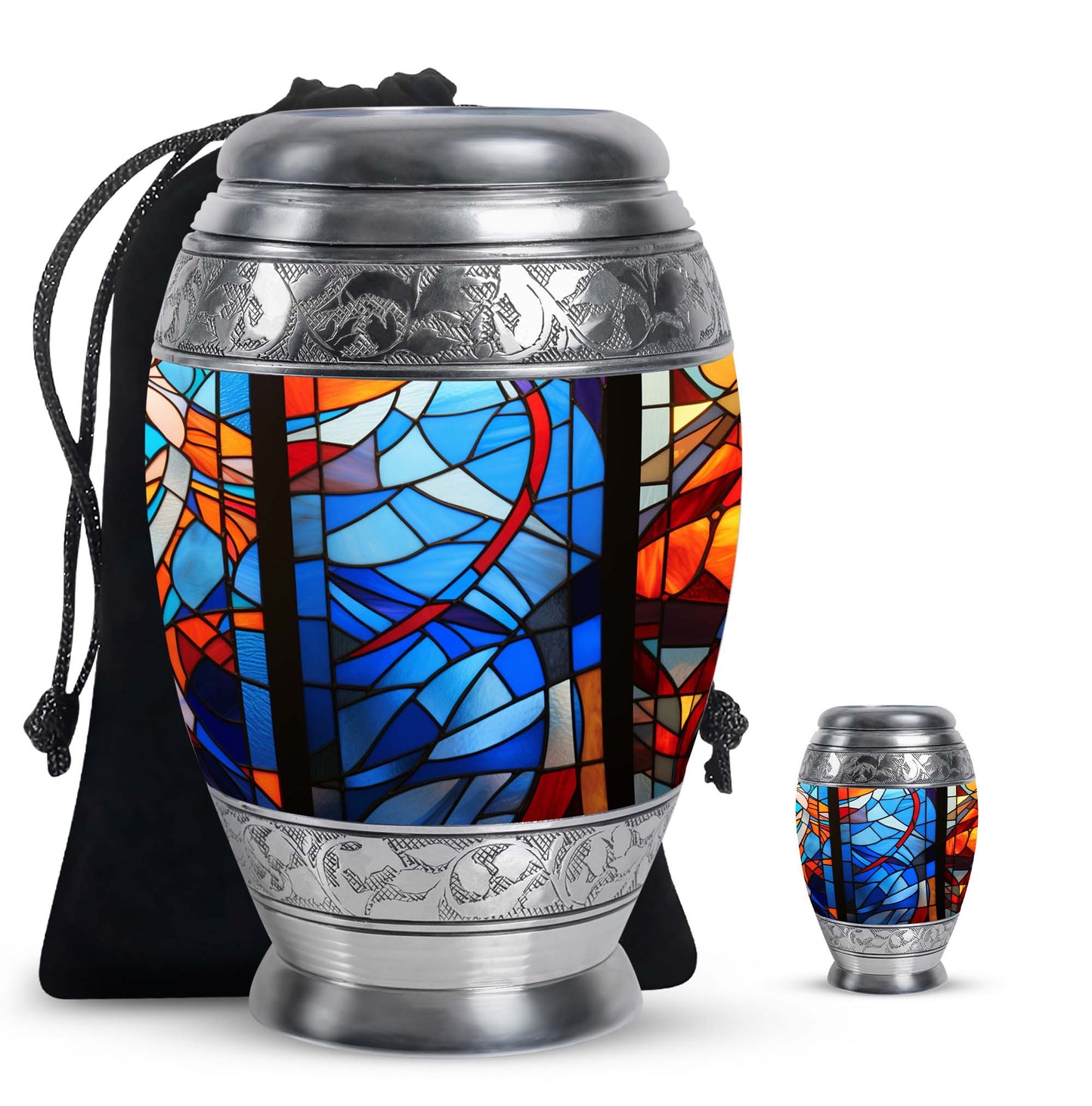 Glass Stained Glass Keepsake Urn for Human Ashes - 3-inch, 200 cu in - Yatskia