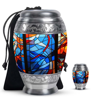 Glass Stained Glass Keepsake Urn for Human Ashes - 3-inch, 200 cu in - Yatskia