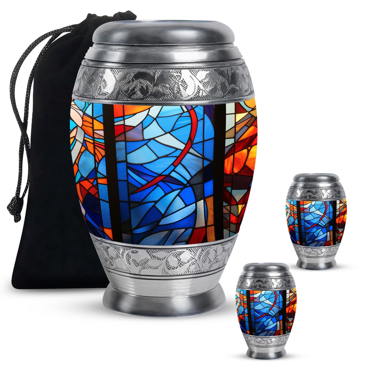 Glass Stained Glass Keepsake Urn for Human Ashes - 3-inch, 200 cu in - Yatskia
