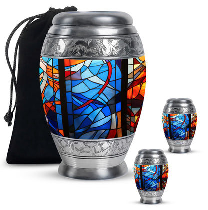 Glass Stained Glass Keepsake Urn for Human Ashes - 3-inch, 200 cu in - Yatskia