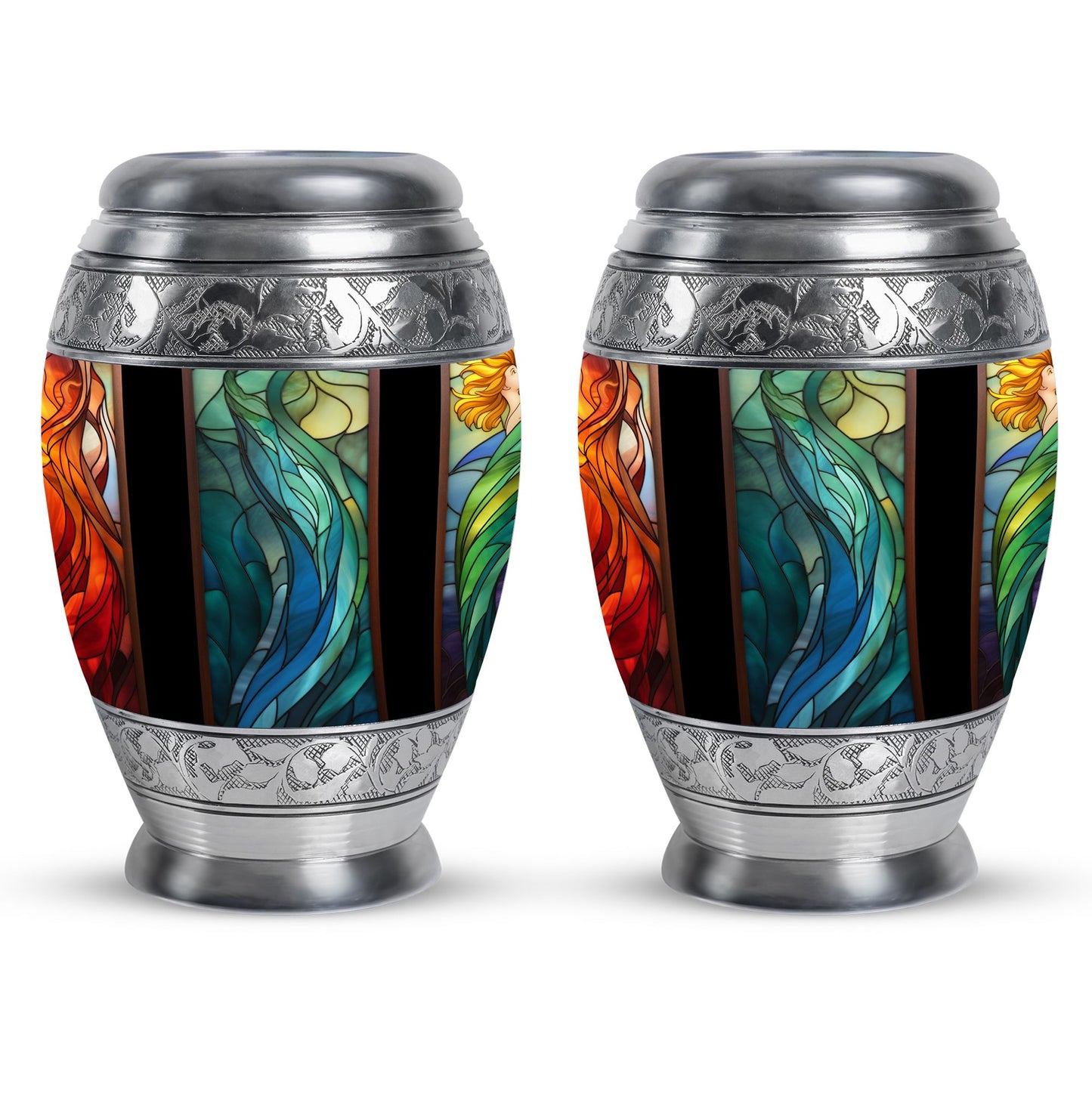 Glass Stained Glass Memorial Urn for Human Ashes - 10-inch, 200 cu in - Yatskia
