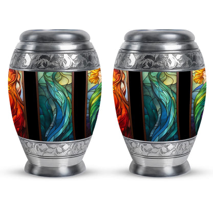 Glass Stained Glass Memorial Urn for Human Ashes - 10-inch, 200 cu in - Yatskia