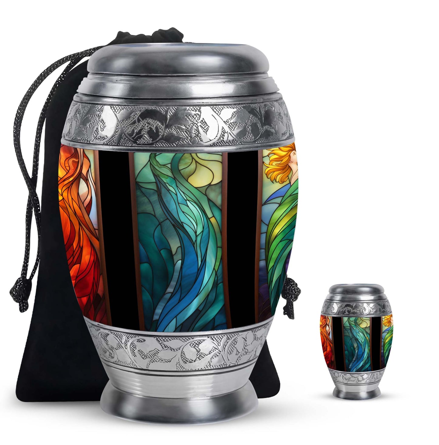Glass Stained Glass Memorial Urn for Human Ashes - 10-inch, 200 cu in - Yatskia