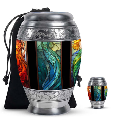 Glass Stained Glass Memorial Urn for Human Ashes - 10-inch, 200 cu in - Yatskia
