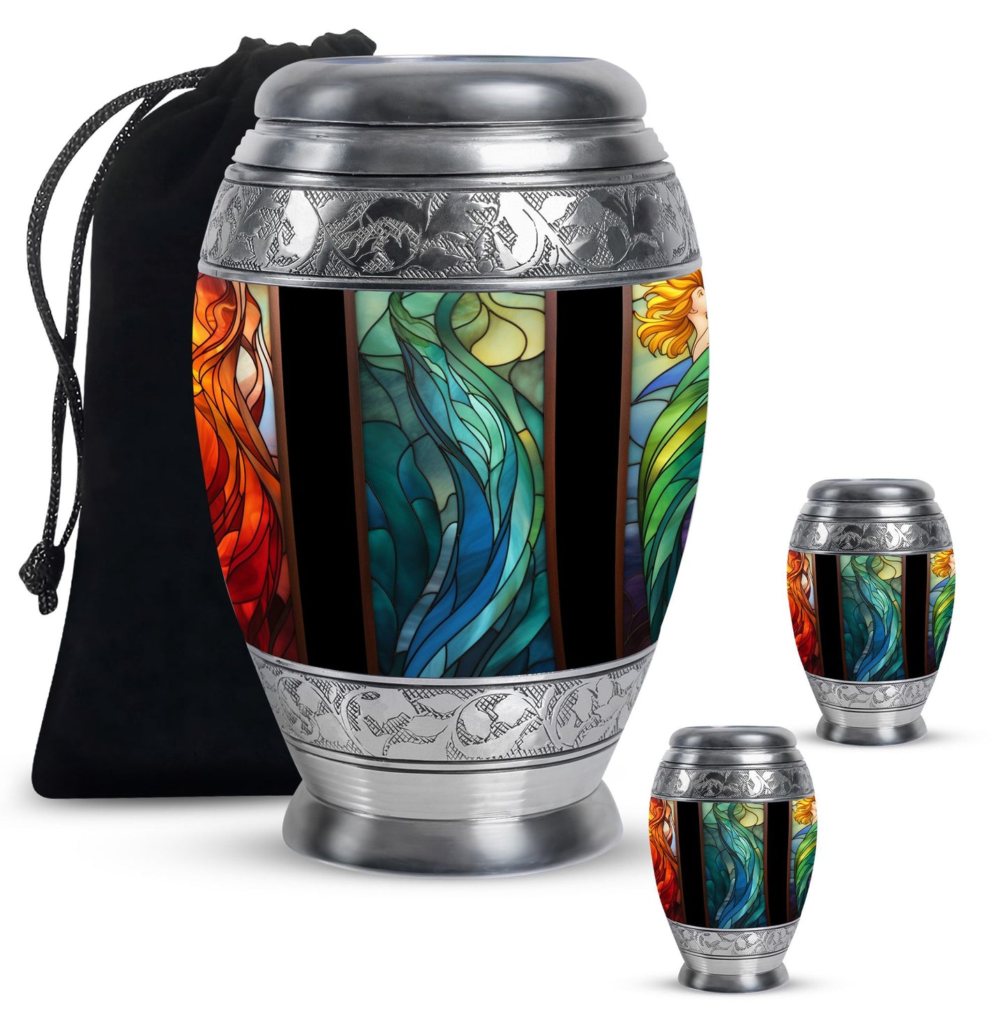 Glass Stained Glass Memorial Urn for Human Ashes - 10-inch, 200 cu in - Yatskia