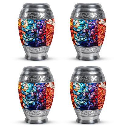 Stained Glass Urn for Human Ashes, Blue Purple Red Mosaic, Cremation Urn