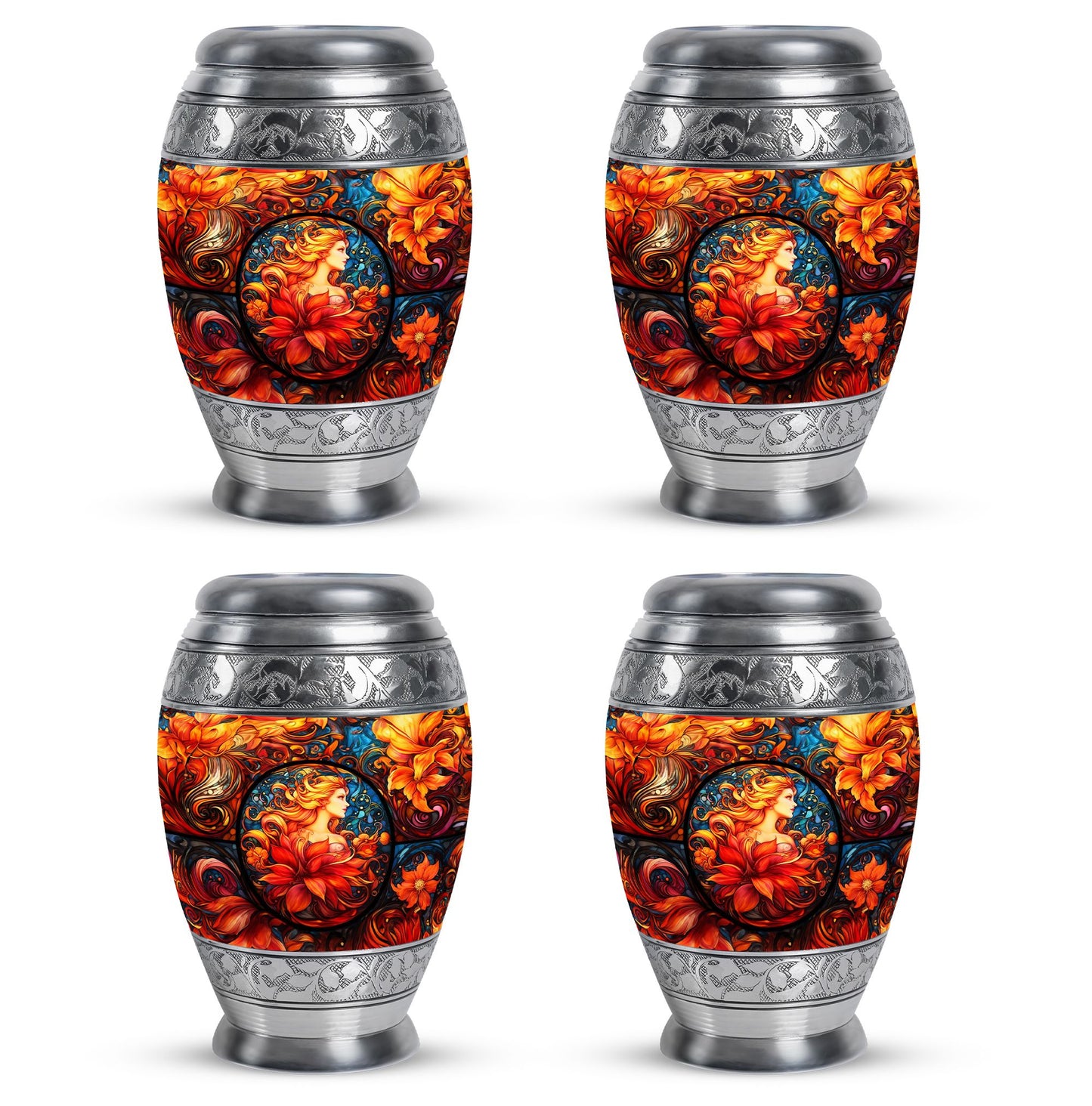 Glass Stained Glass Memorial Urn for Human Ashes - 10-inch, 200 cu in - Yatskia