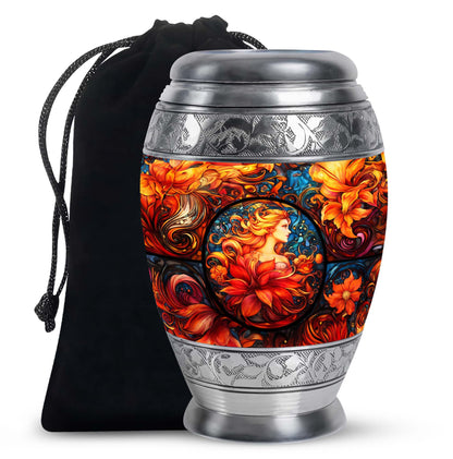 Glass Stained Glass Memorial Urn for Human Ashes - 10-inch, 200 cu in - Yatskia