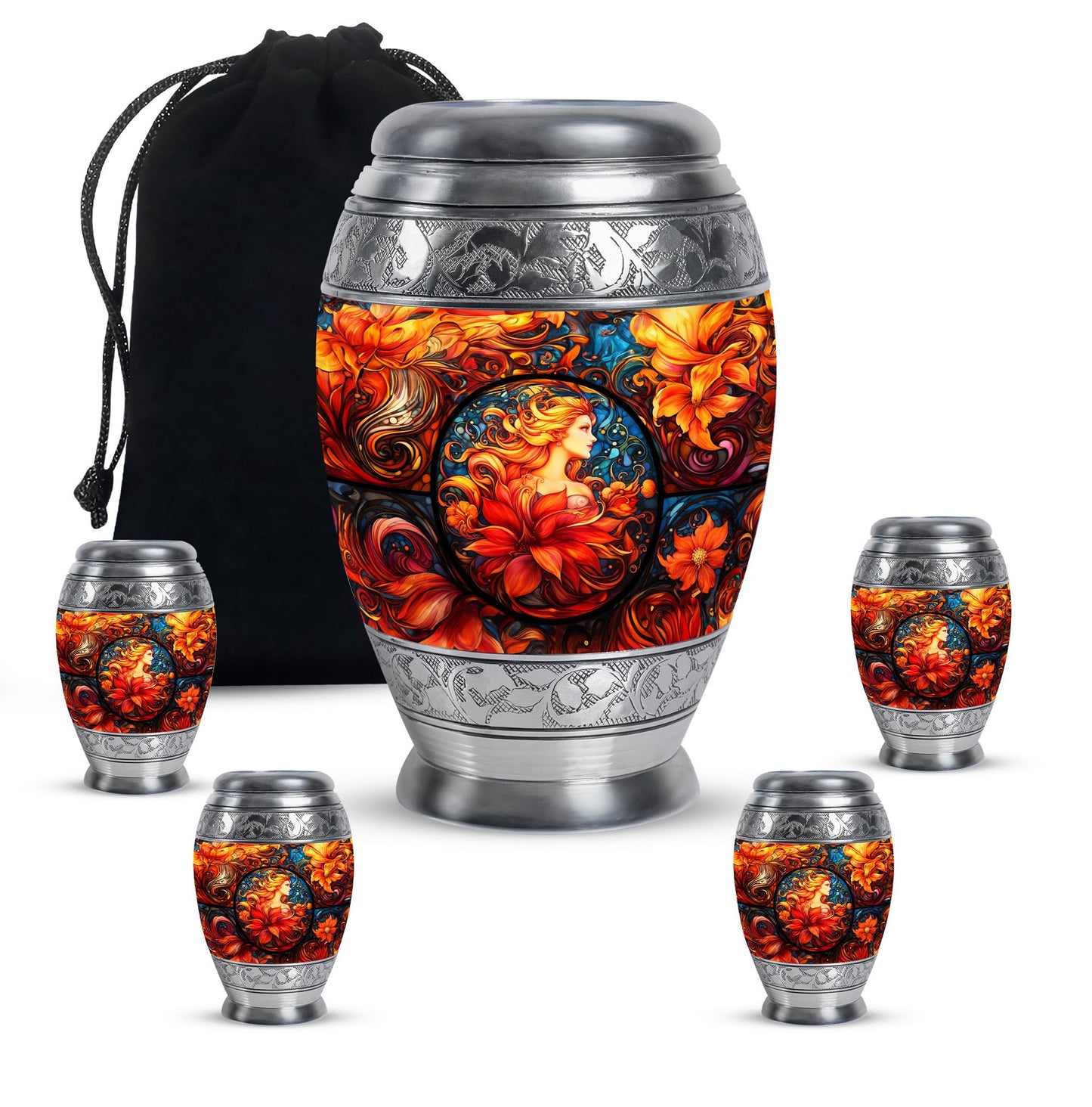 Glass Stained Glass Memorial Urn for Human Ashes - 10-inch, 200 cu in - Yatskia