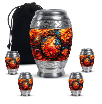 Glass Stained Glass Memorial Urn for Human Ashes - 10-inch, 200 cu in - Yatskia
