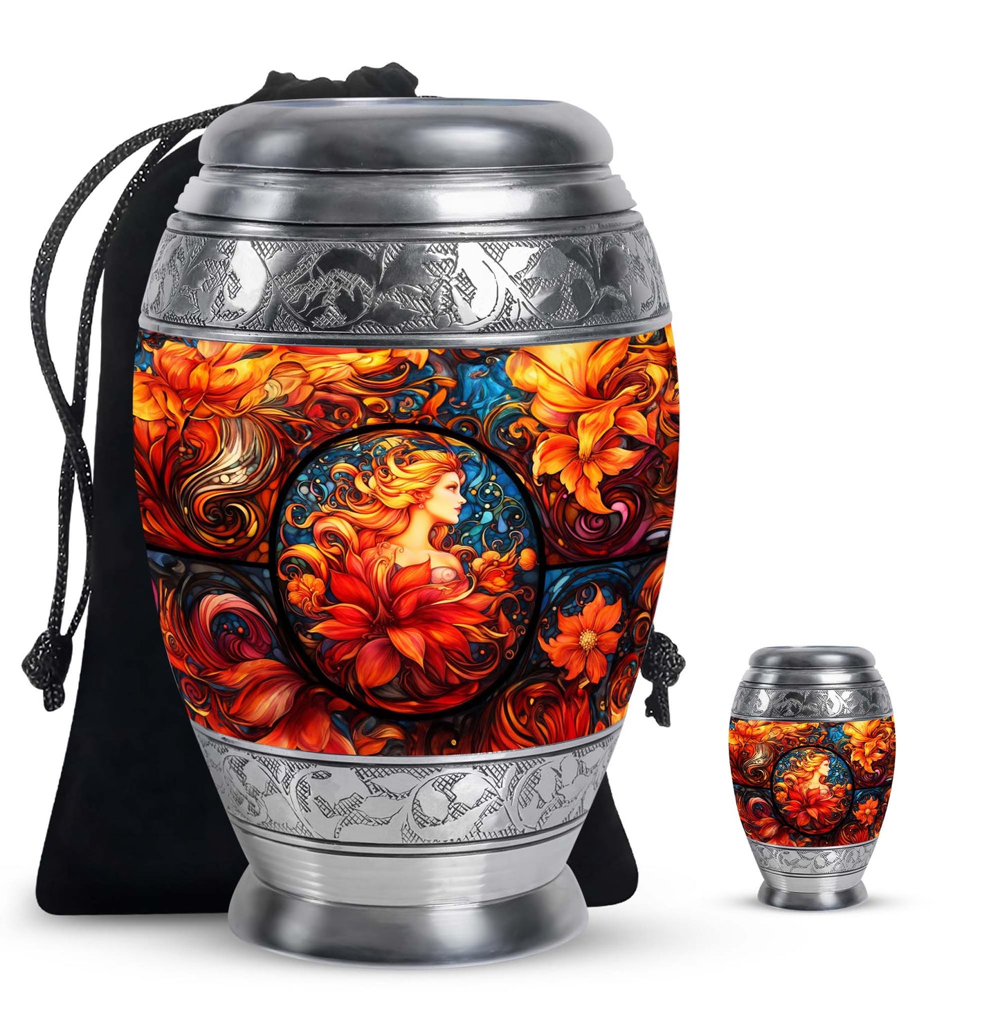 Glass Stained Glass Memorial Urn for Human Ashes - 10-inch, 200 cu in - Yatskia