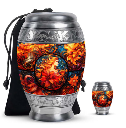 Glass Stained Glass Memorial Urn for Human Ashes - 10-inch, 200 cu in - Yatskia