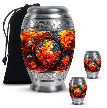 Glass Stained Glass Memorial Urn for Human Ashes - 10-inch, 200 cu in - Yatskia