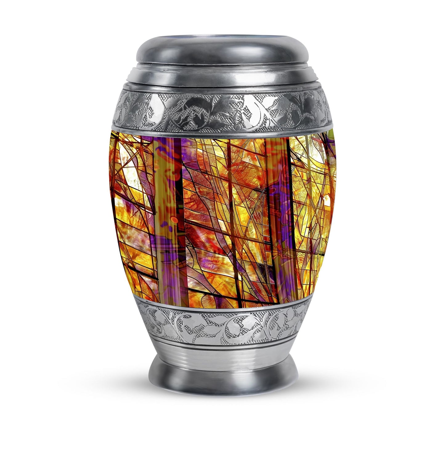 Glass Stained Glass Cremation Urn for Human Ashes - 10-inch, 200 cu in - Yatskia
