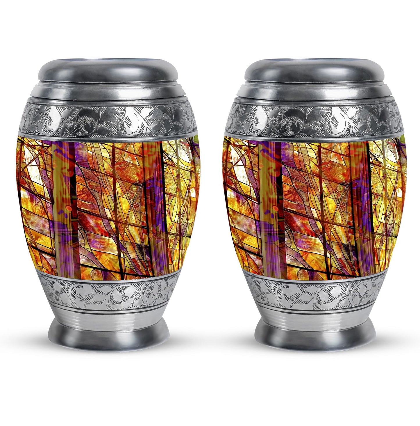 Glass Stained Glass Cremation Urn for Human Ashes - 10-inch, 200 cu in - Yatskia