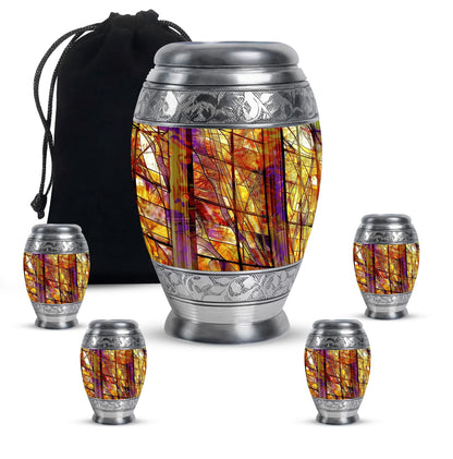 Glass Stained Glass Cremation Urn for Human Ashes - 10-inch, 200 cu in - Yatskia