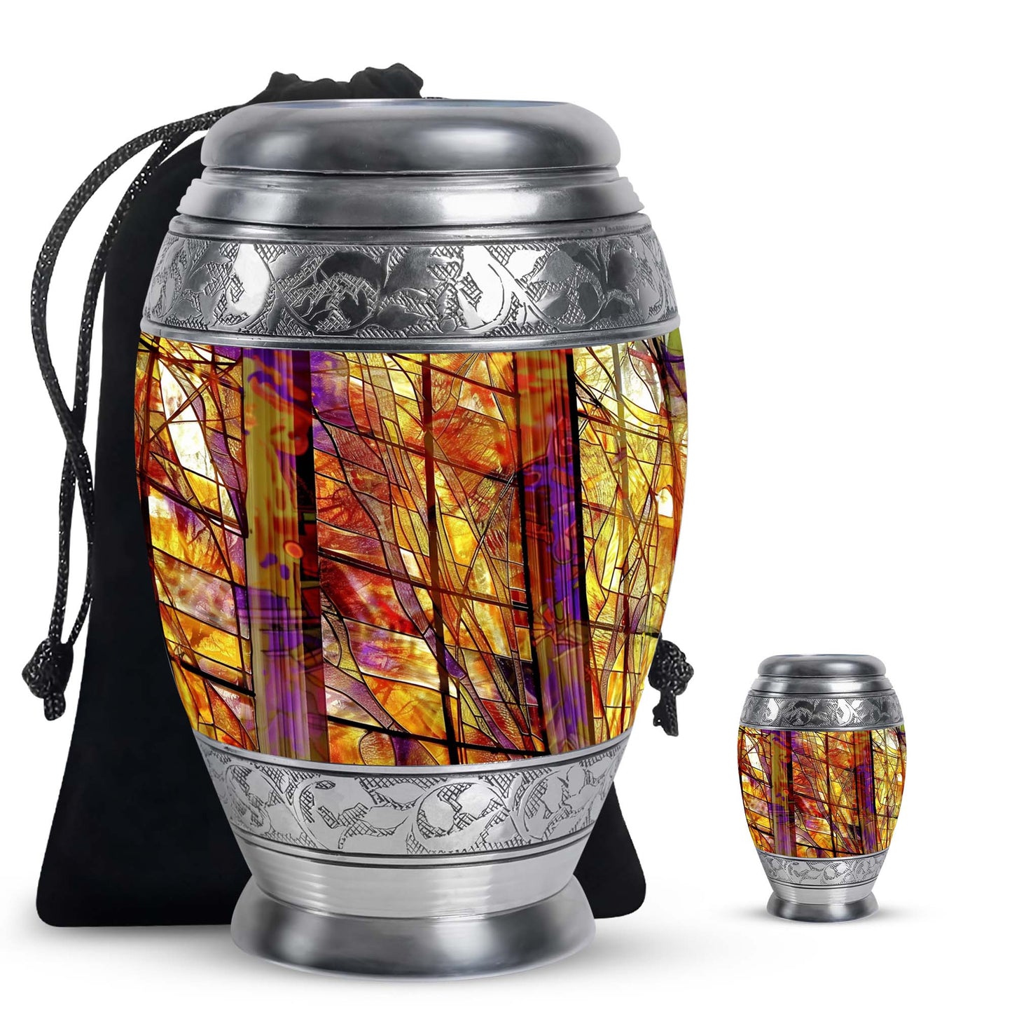 Glass Stained Glass Cremation Urn for Human Ashes - 10-inch, 200 cu in - Yatskia