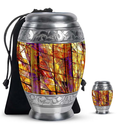 Glass Stained Glass Cremation Urn for Human Ashes - 10-inch, 200 cu in - Yatskia
