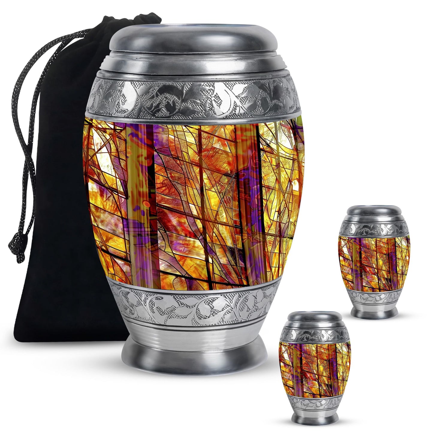 Glass Stained Glass Cremation Urn for Human Ashes - 10-inch, 200 cu in - Yatskia