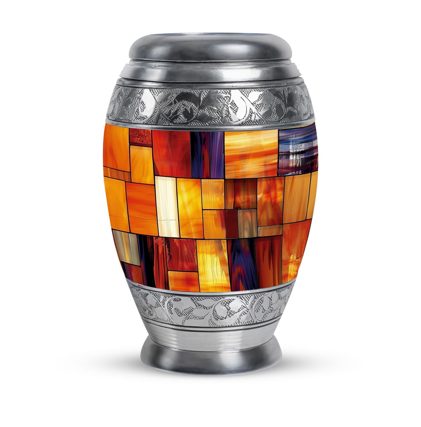 Glass Stained Glass Cremation Urn for Human Ashes - 10-inch, 200 cu in - Yatskia