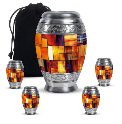 Glass Stained Glass Cremation Urn for Human Ashes - 10-inch, 200 cu in - Yatskia