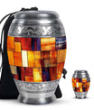 Stained Glass Cool Urn Ashes Memorial, Funeral Cremation Urn For Ashes