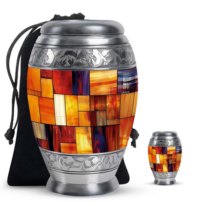 Glass Stained Glass Cremation Urn for Human Ashes - 10-inch, 200 cu in - Yatskia