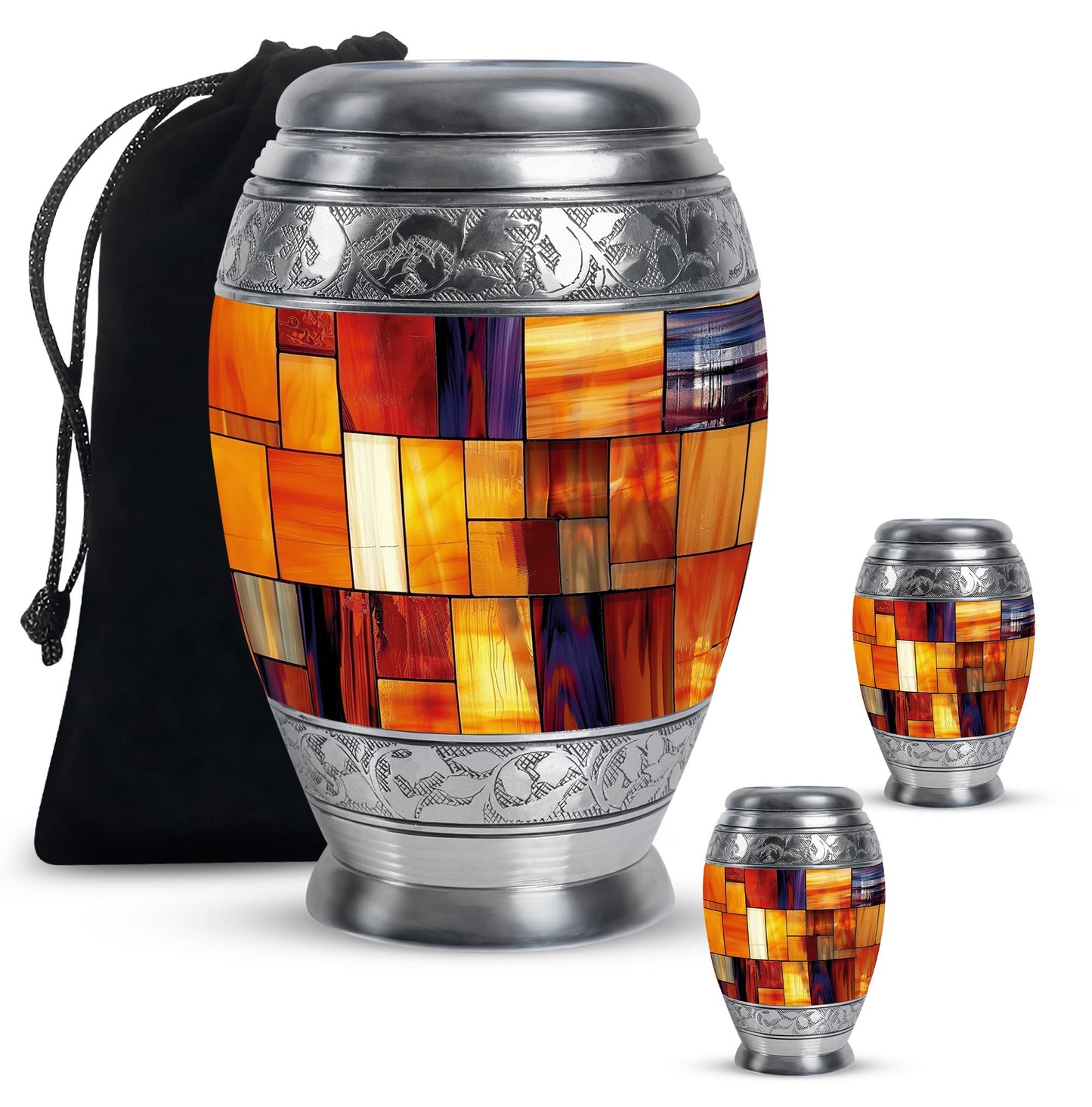 Glass Stained Glass Cremation Urn for Human Ashes - 10-inch, 200 cu in - Yatskia