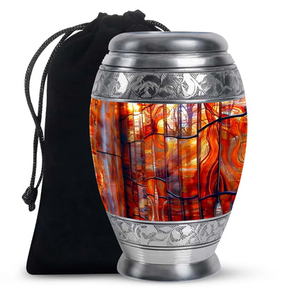 Glass Stained Glass Memorial Urn for Human Ashes - 10-inch, 200 cu in - Yatskia