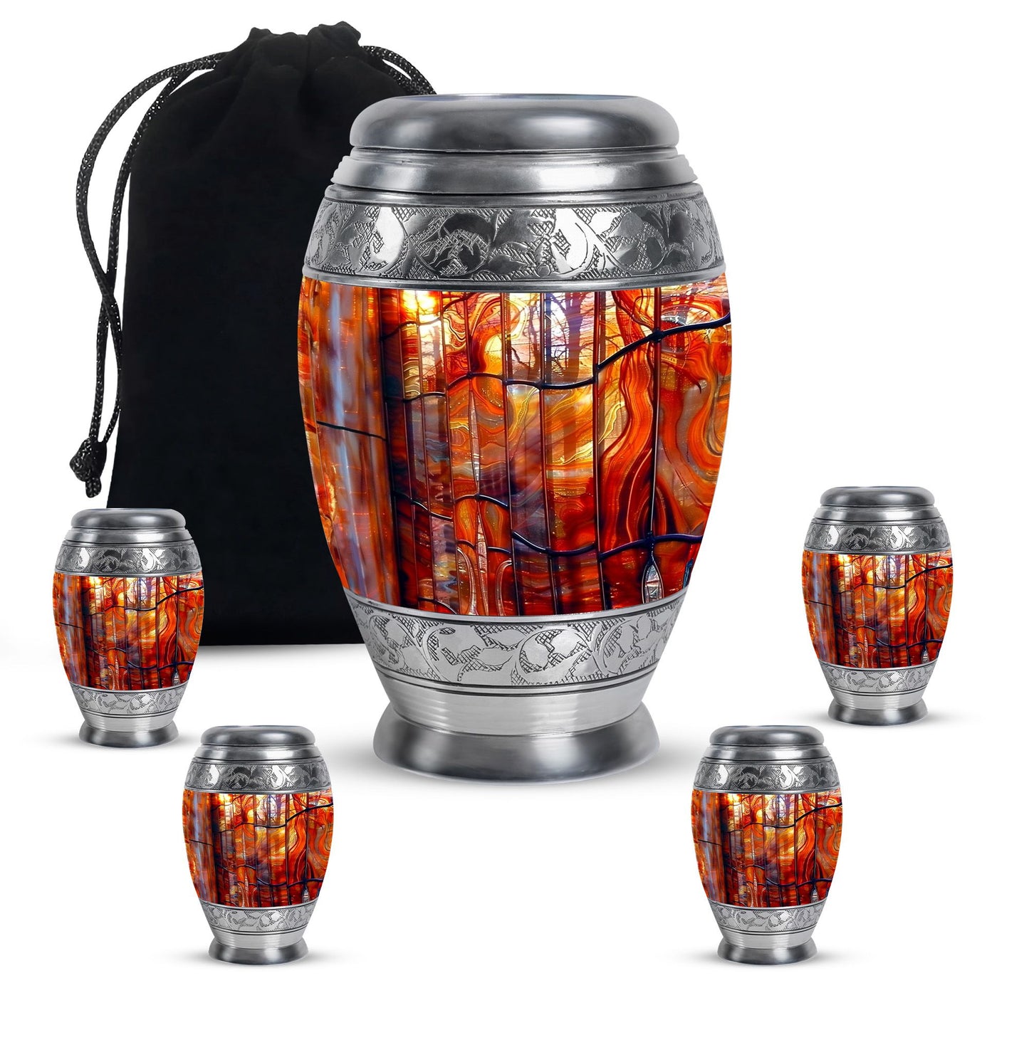Glass Stained Glass Memorial Urn for Human Ashes - 10-inch, 200 cu in - Yatskia