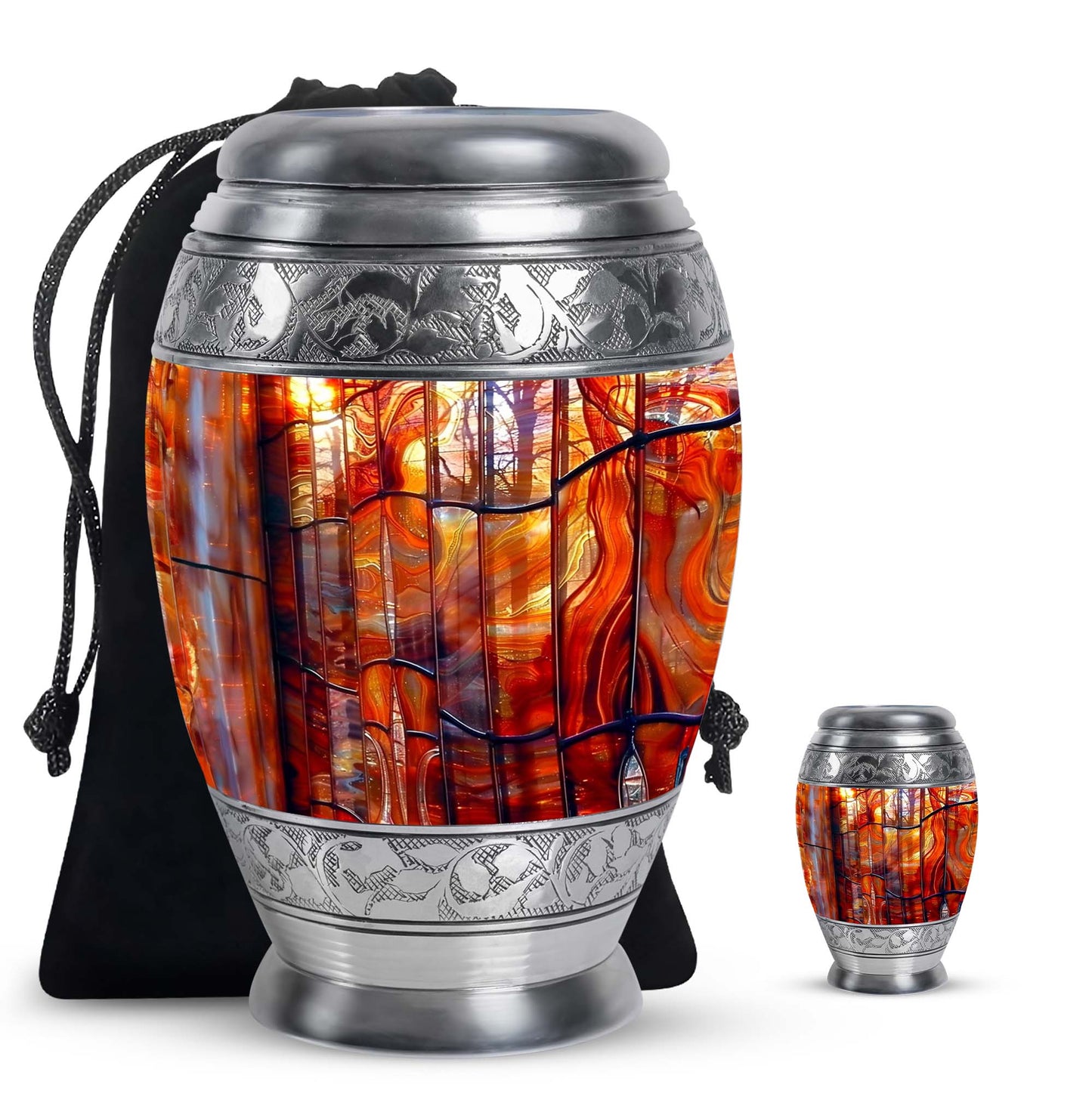 Glass Stained Glass Memorial Urn for Human Ashes - 10-inch, 200 cu in - Yatskia