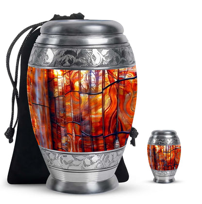 Glass Stained Glass Memorial Urn for Human Ashes - 10-inch, 200 cu in - Yatskia