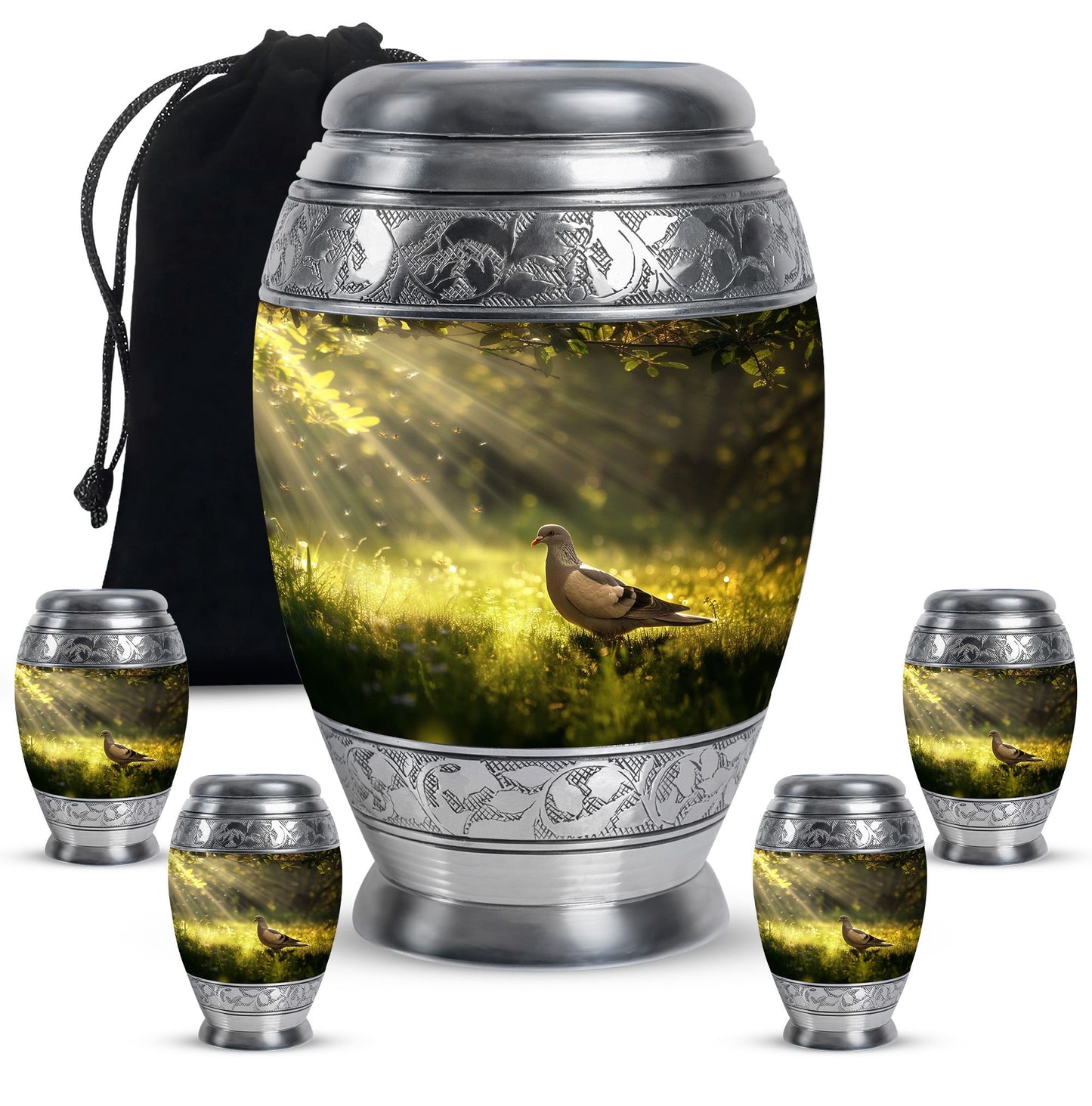 Personalized Dove Cremation Urn for Human Ashes - 3-inch, 200 cu in - Yatskia